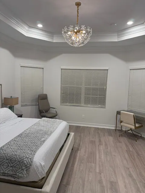 Laminate flooring installed in a bedroom
