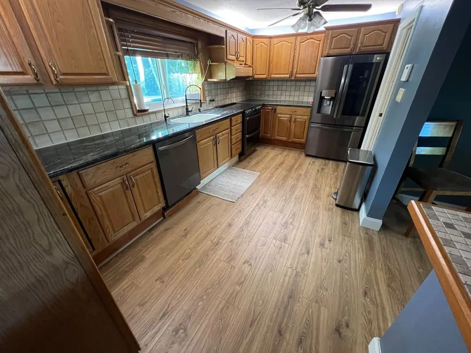 Laminate flooring installed in a kitchen