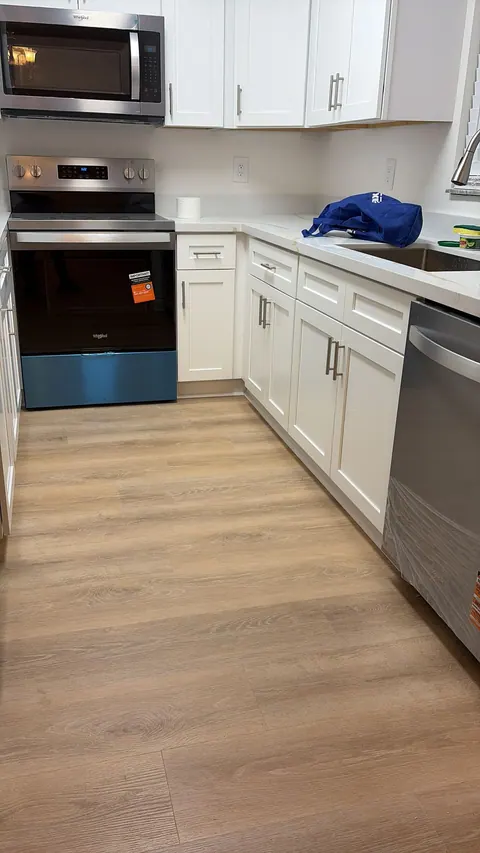 Luxury vinyl plank installed in a kitchen