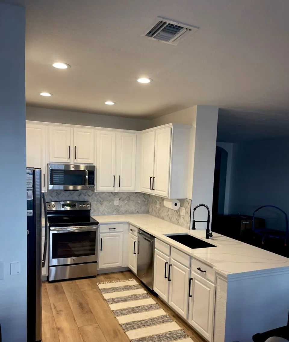 Luxury vinyl plank installed in a kitchen